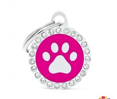 Médaille collection GLAM,  CERCLE PATTE FUSHIA STRASS  PETIT Cheap