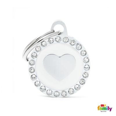 Médaille collection GLAM,  CERCLE COEUR BLANC STRASS  PETIT on Sale