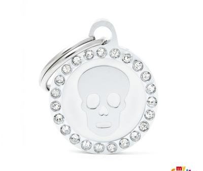 Médaille collection GLAM,  CERCLE CRÂNE BLANC STRASS  PETIT For Discount