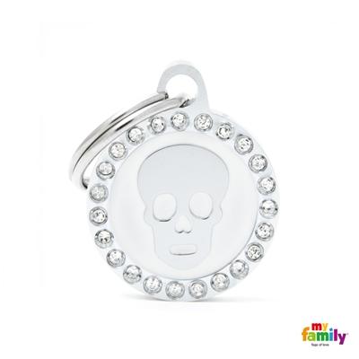 Médaille collection GLAM,  CERCLE CRÂNE BLANC STRASS  PETIT For Discount