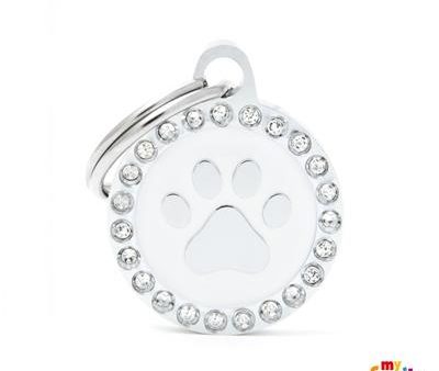 Médaille collection GLAM,  CERCLE PATTE BLANC STRASS  PETIT Cheap