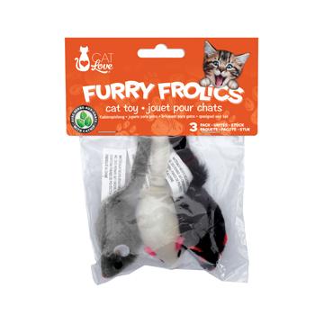 Souris à fourrure Furry Frolics Cat Love avec herbe à chat, paquet de 3 Sale