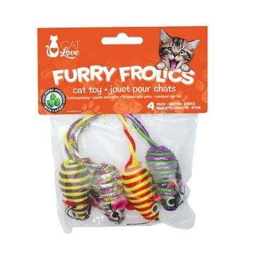 Souris scintillantes Furry Frolics Cat Love avec herbe à chat, paquet de 4 Supply