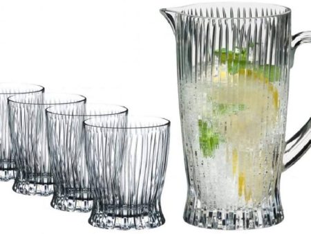 ﻿Riedel Cold Drinks Pitcher and Tumblers Set is Ideal for prepared cocktails or soft drinks. The Collection is characterized by a dynamic, flame-like pattern and is lighter, finer and sturdier than other brands - 5515 23S1 Supply