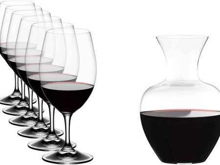 Riedel Ouverture Wine Glass and Decanter Set is designed to emphasize the fruit and balance the tannins of your wine. The stemmed glasses and the decanter are suitable for use with all types of wine making this an extremely versatile set - 5408 35 Fashion