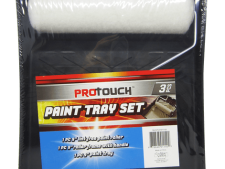 ProTouch DIY & Professional 3 Piece Paint Tray Set,  Tray, Roller Covers and Frame, Ideal for Any Wall, Ceiling, Home or Office Painting - CH91140 For Sale