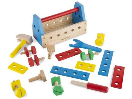 MELISSA & DOUG  Take Along Tool Kit: This 24-piece set includes wooden nails, screws, nuts, and bolts for hours of creative fun that also helps  build  important motor skills - 494 Online Hot Sale