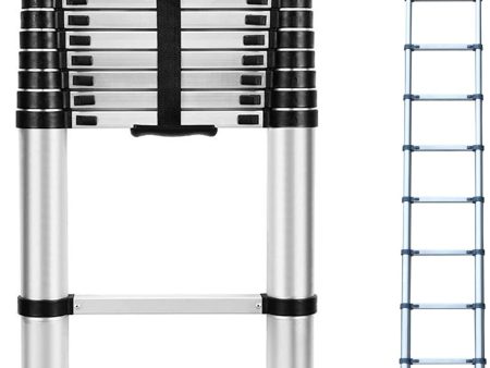 Dayplus 12.5FT 3.8M Stainless Steel Telescopic Ladder Foldable Telescoping Extension Ladder Loft Ladder 330lb Load For Cheap