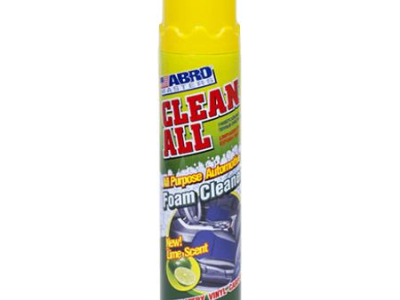 Abro Clean All 650ml Foam Cleaner, Deep Cleaning, Foaming Action Lifts Out Dirt and Removes Stains from Upholstery, Vinyl, and Carpeting, Fresh Lime Scent, Includes Brush Cap - FC-650 (MABRO012) Cheap