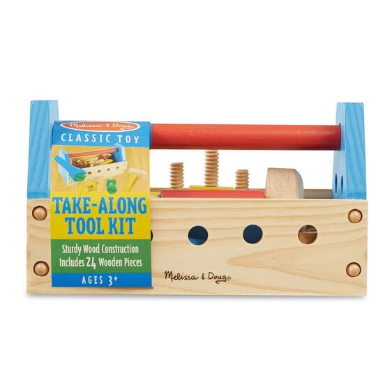 MELISSA & DOUG  Take Along Tool Kit: This 24-piece set includes wooden nails, screws, nuts, and bolts for hours of creative fun that also helps  build  important motor skills - 494 Online Hot Sale